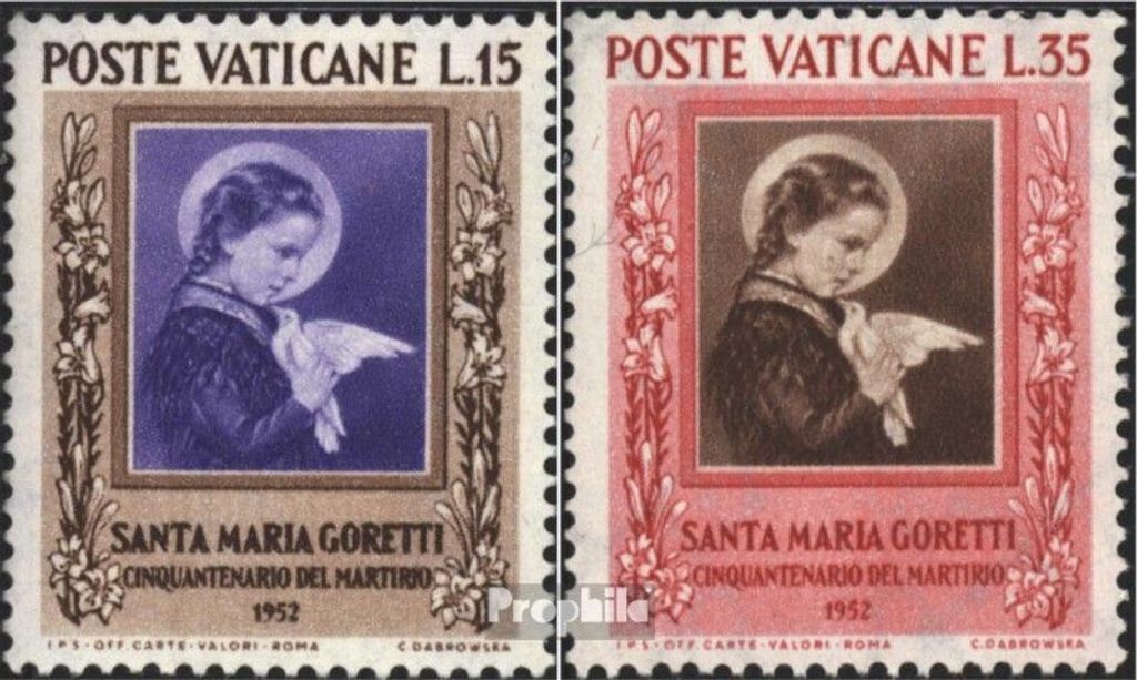 Briefmarken Vatikanstadt 1953 Mi 190-191 (kompl.Ausg.) postfrisch Maria Goretti