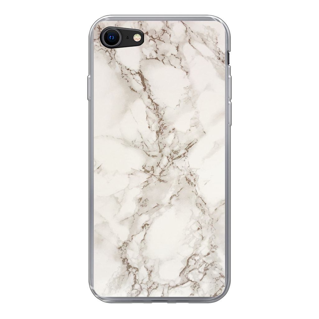 MuchoWow Handyhülle Schutzhülle Hülle für iPhone 7 Marmor - Grau - Weiß Silikon Softcase Handy Hülle - Kartenhalter
