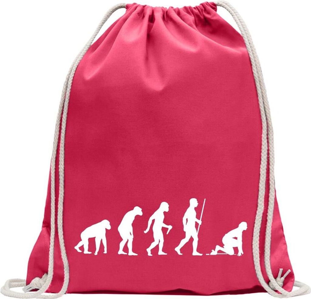 Kiwistar - Turnbeutel - pink - Sprint Laufen Evolution - Fun Rucksack Sport Beutel Gymsack Baumwolle mit Ziehgurt