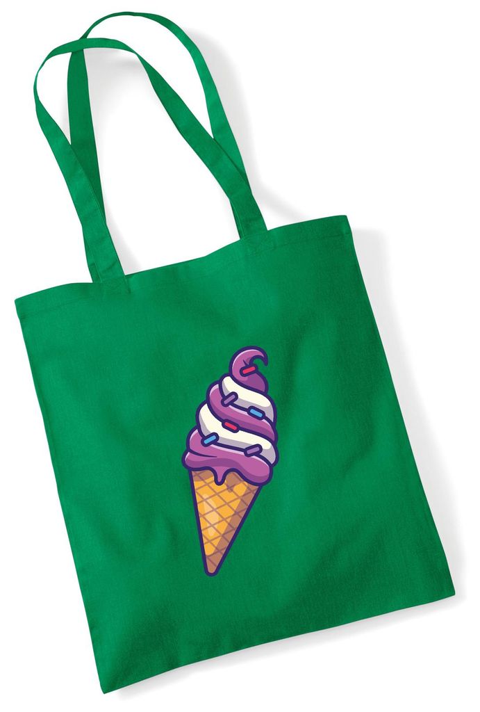 Huuraa Jutebeutel Eiscreme Comic 10 Liter Kelly Green Baumwolle Tasche Geschenkidee