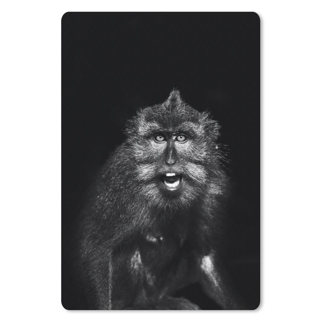 MuchoWow Mauspad Mousepad Tierprofil Makake in schwarz und weiß 18x27 cm - Mousepads - Maus Mat - Pad - Mausunterlage