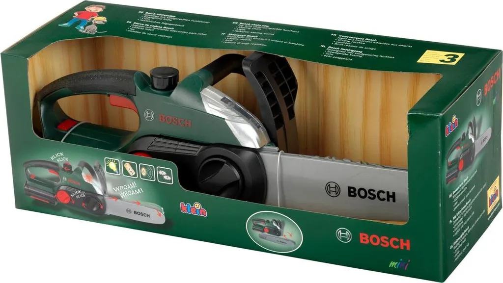 Scie à chaîne Klein Bosch sûre pour enfant - Évitez les vrais outils