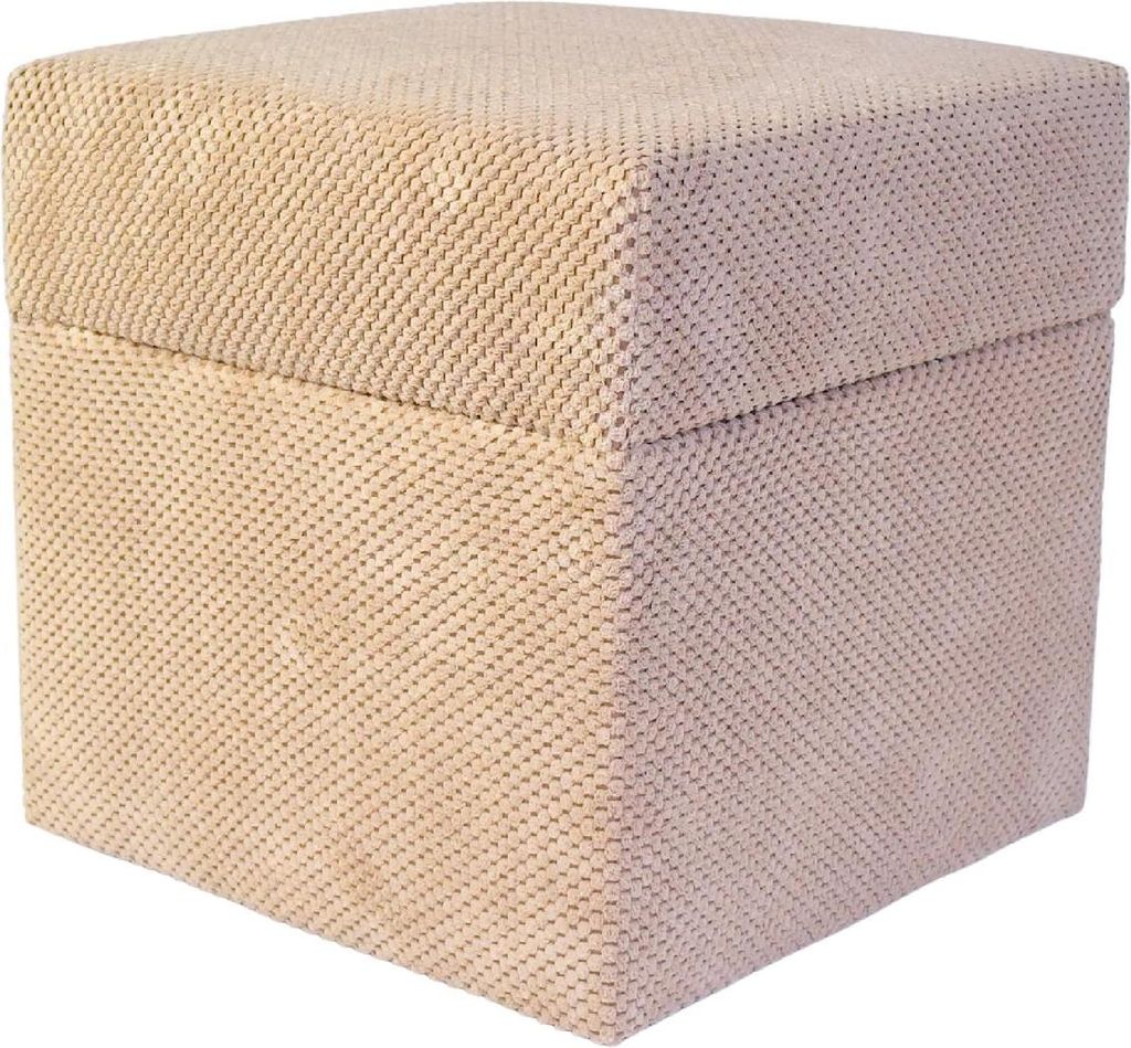 Samt-Hocker ZEFIR DOT 40x40 cm quadratisch mit Stauraum – aufklappbarer Polsterhocker fürs Wohnzimmer – Altrosa