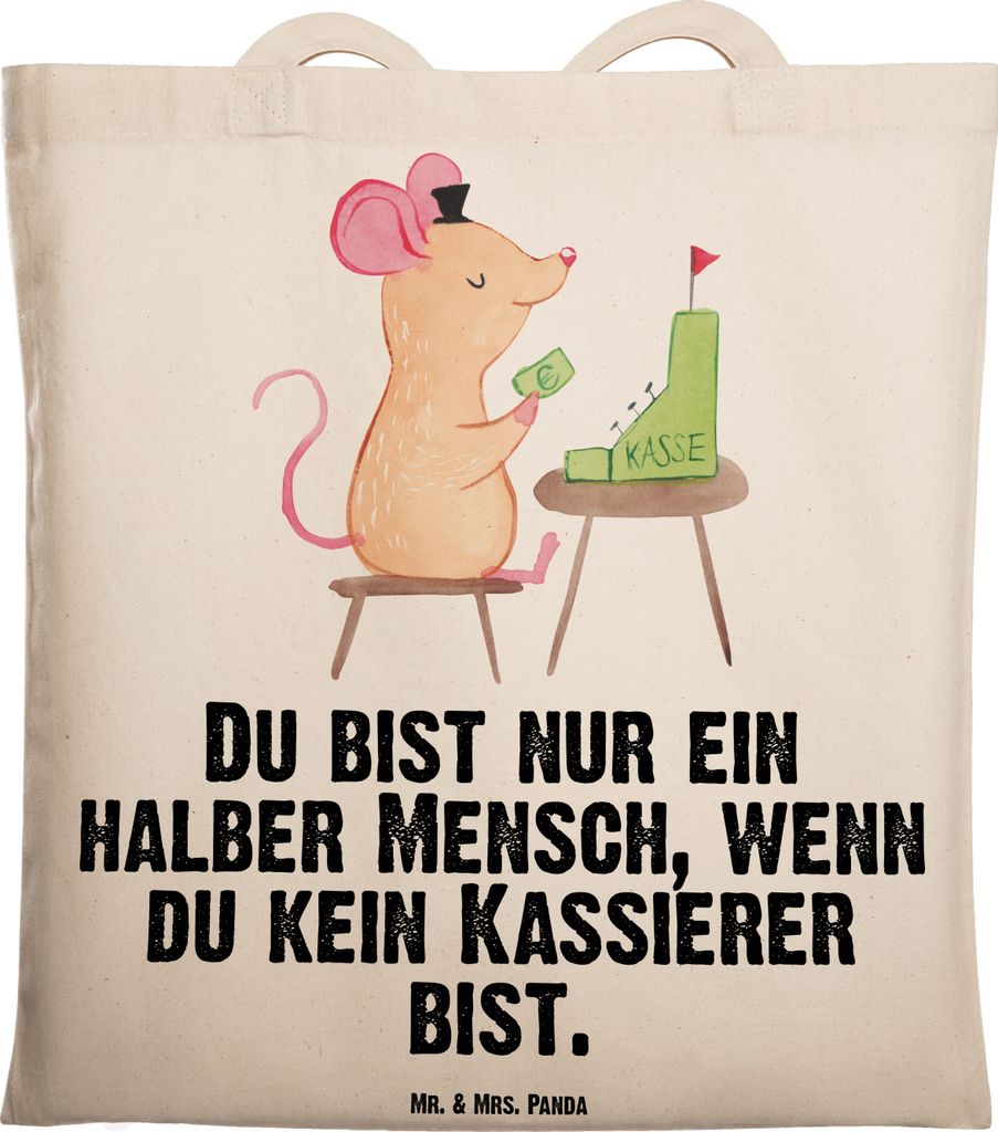 Mr. & Mrs. Panda Schultasche Kassierer Herz - Transparent - Geschenk, Tote Bag, Witzig, Kassenwart, Shopping Tasche, Lustig, Tragetasche, Spruch, B...
