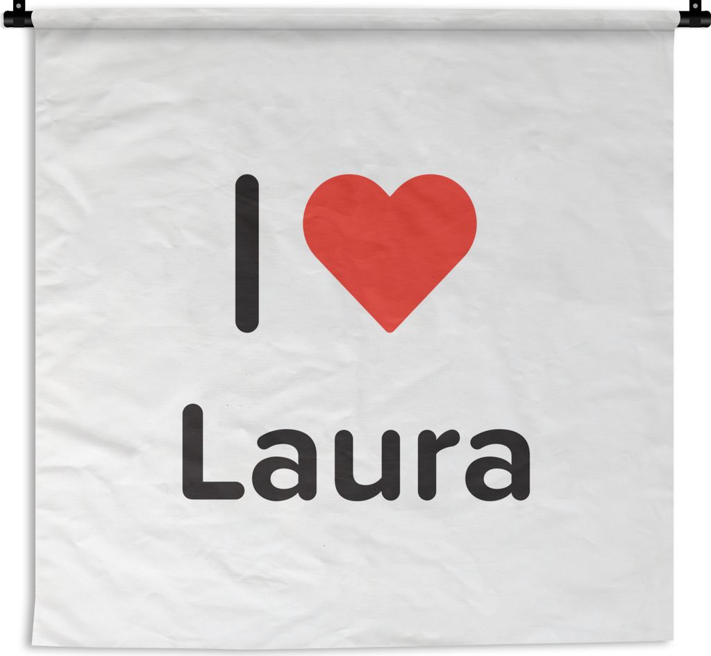 MuchoWow Wandteppich Wandbehang Ich liebe - Laura - Mädchen 150x150 cm Tapisserie Dekoration Wandtuch - Wohnaccessoires - Modernes
