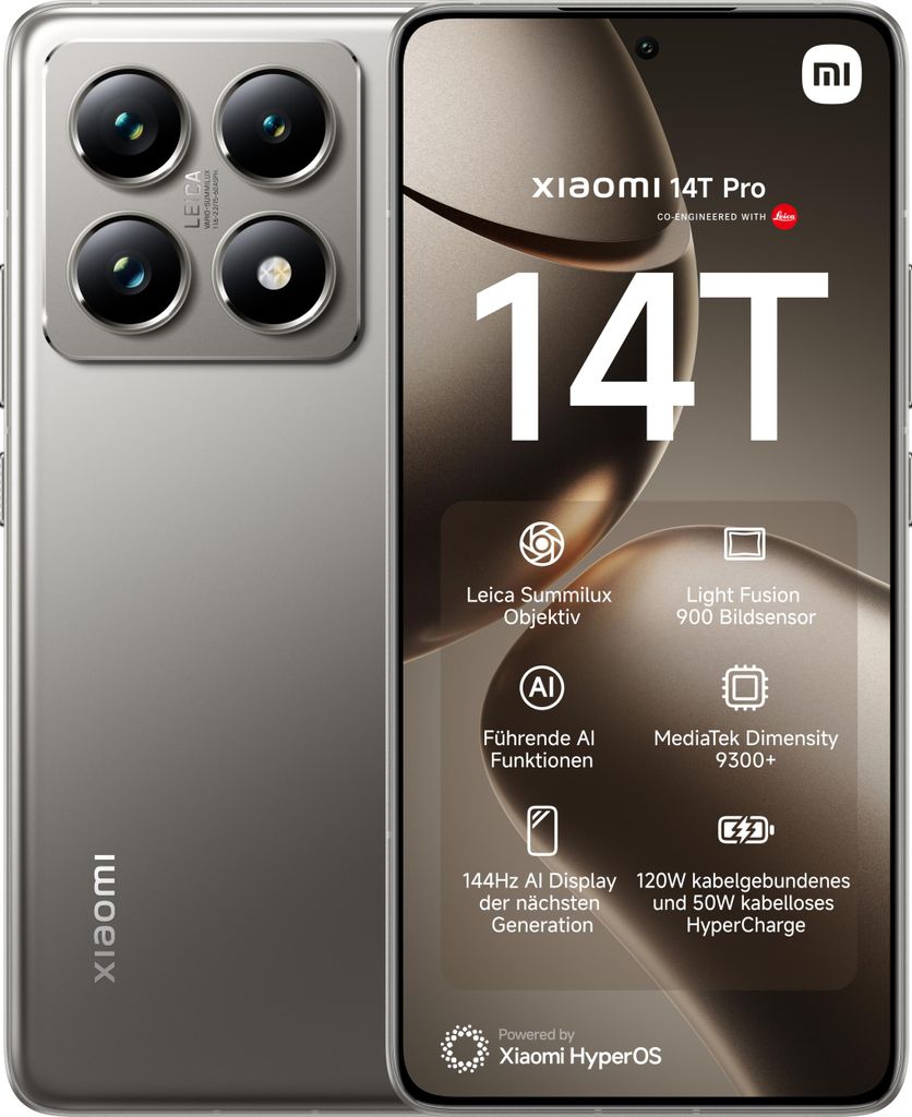 Xiaomi 14T Pro Titangrau 12 Gigabyte 512 Gigabyte Produktbild 