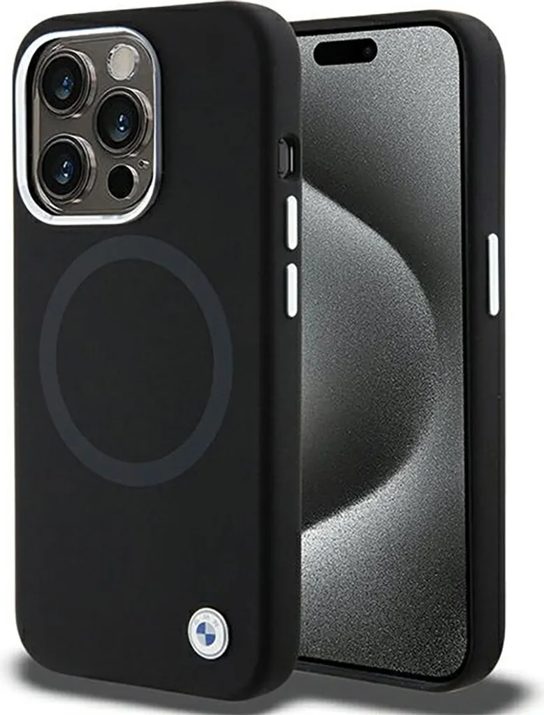 BMW Cover iPhone 15 Pro MagSafe Silicone Nero Liquido Originale