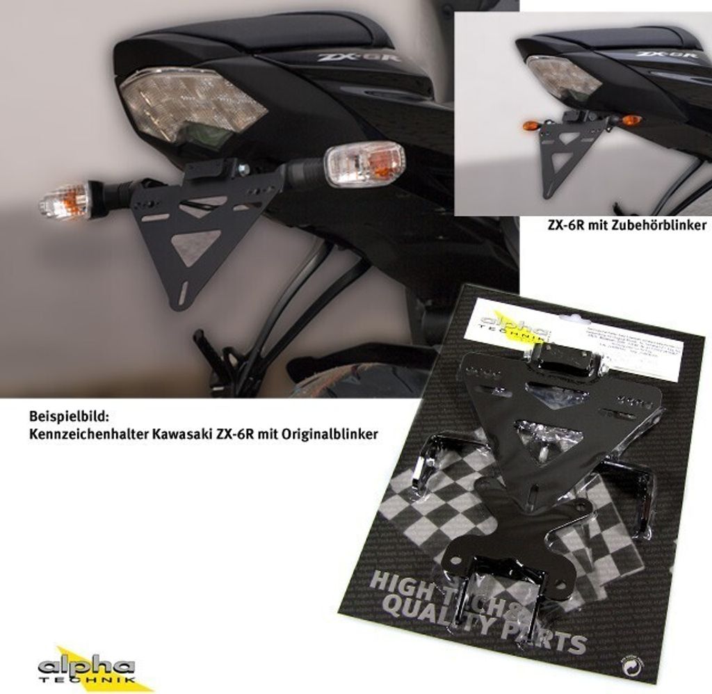 alpha Technik Kennzeichenhalter für Kawasaki ZX6R, ZX600R für ZX6R Ninja ZX636E