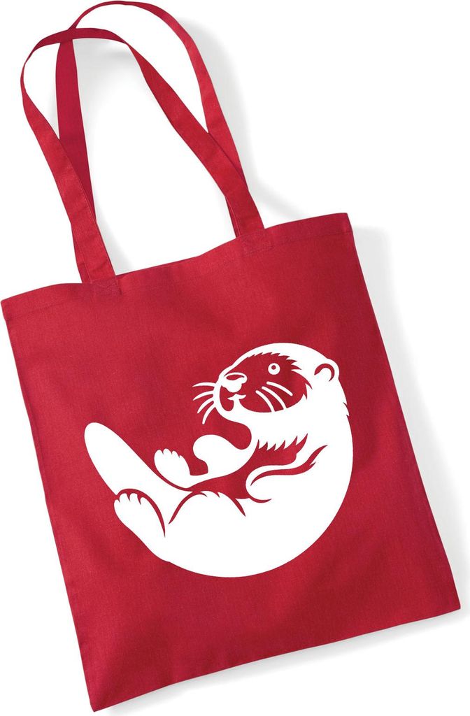 Huuraa Jutebeutel Otter Silhouette 10 Liter Classic Red Baumwolle Tasche Geschenkidee