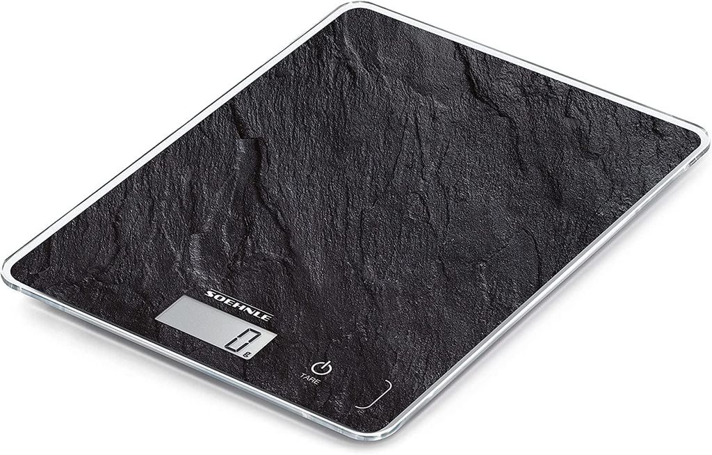 Digitale Küchenwaage 5kg mit Marmormuster, LCD Display, 1g Genauigkeit, Tara Funktion, Sensor Touch, Elektronische Waage, Schiefer