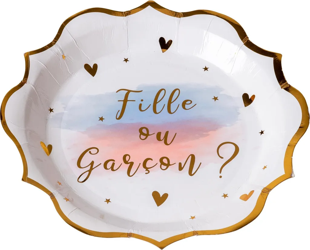 Assiettes Jetables Baby Shower Boy or Girl 23 cm Déco de Table Mixte