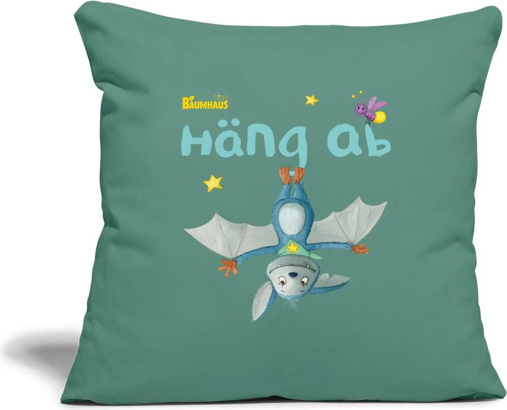 Spreadshirt KiKA-Baumhaus Mit Fidi Häng Ab Kissenbezug 45x45 cm, One size, Tanngrün