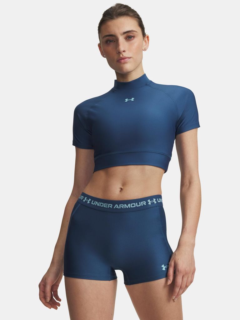 Under Armour HeatGear Crop Mock SS T-Shirt für Damen LG