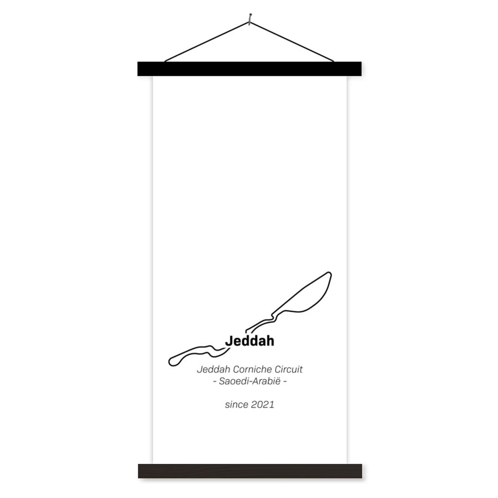 MuchoWow Textilposter Formel 1 - Jeddah - Rennstrecke 40x80 cm mit schwarzem Rahmen - Wandemalerei
