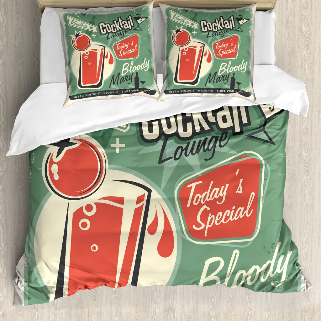 Set Letto ABAKUHAUS Vintage Bar 200x200 | Design Rosso e Verde Anti-Allergia