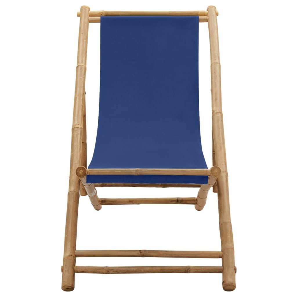 vidaXL Chaise longue bambou et toile bleu marine Image du produit 