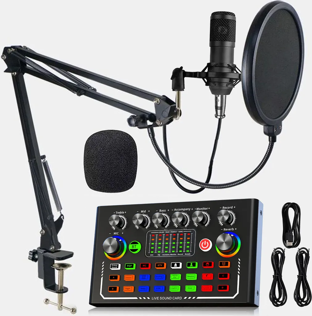 Kit Podcast Pro avec Console Mixage et Micro à Condensateur Haute Qualité