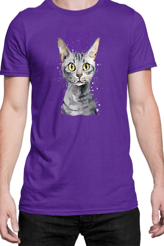 Herren T-Shirt Funny Cats Breeds Egyptian Mau Cat 021, Man M / Lila
