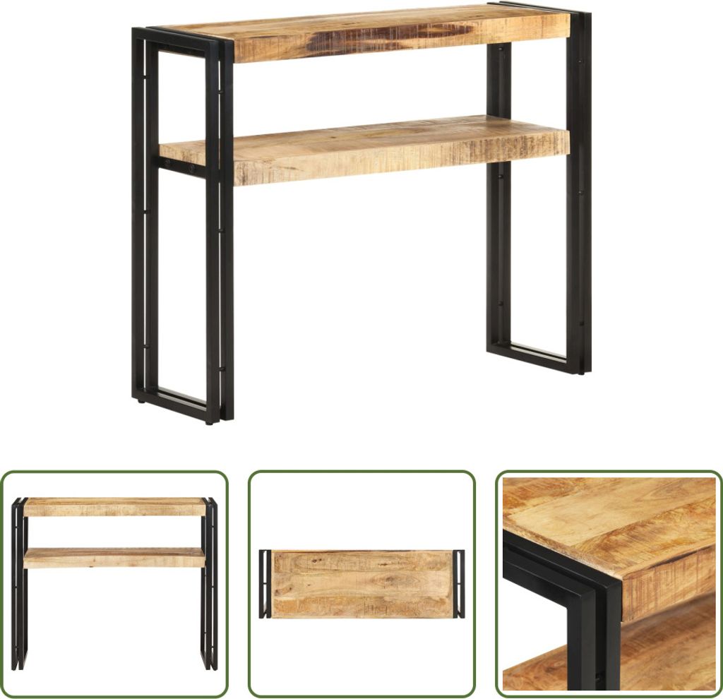 The Living Store Konsolentisch 90x30x75 cm Raues Mangoholz