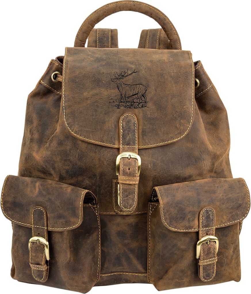 Greenburry Vintage City Leder Damen Rucksack Daypack braun 1711-Stag-3-25