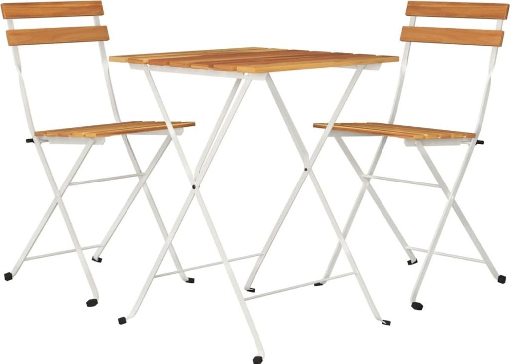 3-tlg. Bistro-Set Klappbar Massivholz Akazie und Stahl