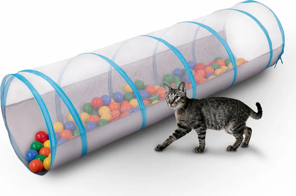 Petsona Tunnel Pieghevole per Animali con 100 Palline Colorate