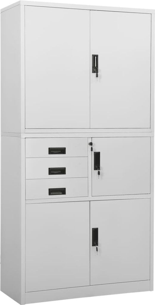 Büroschrank Hellgrau 90x40x180 cm Stahl