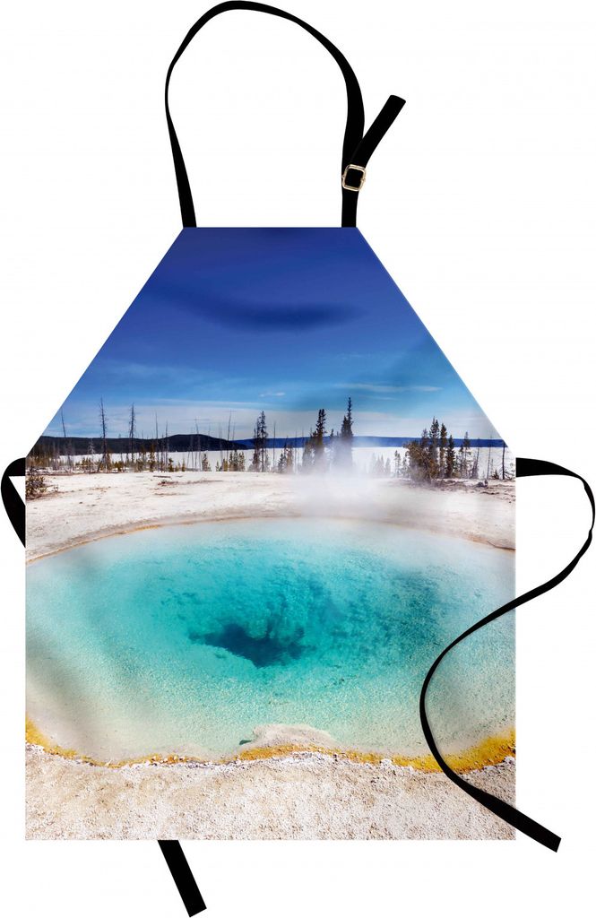 ABAKUHAUS Yellowstone Kochschürze, Vulkanische heiße Quelle in Yellowstone Park Snowy-Winter-Himmel-Landschaftsbild, Farbfest Höhenverstellbar W...