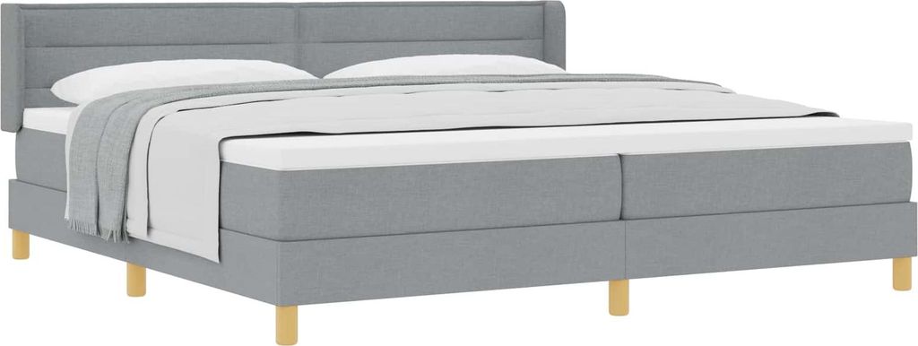 vidaXL Boxspringbett mit Matratze Hellgrau 200 x 200 cm Stoff