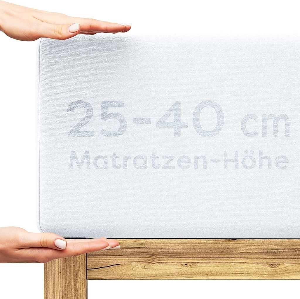 Spannbettlaken 90x200-100x220 Boxspringbett Bettlaken, Spannbetttuch für Matratzen bis 40cm - Wolkenfeld - Stretch Gummizug & Rutschfest - Weiß