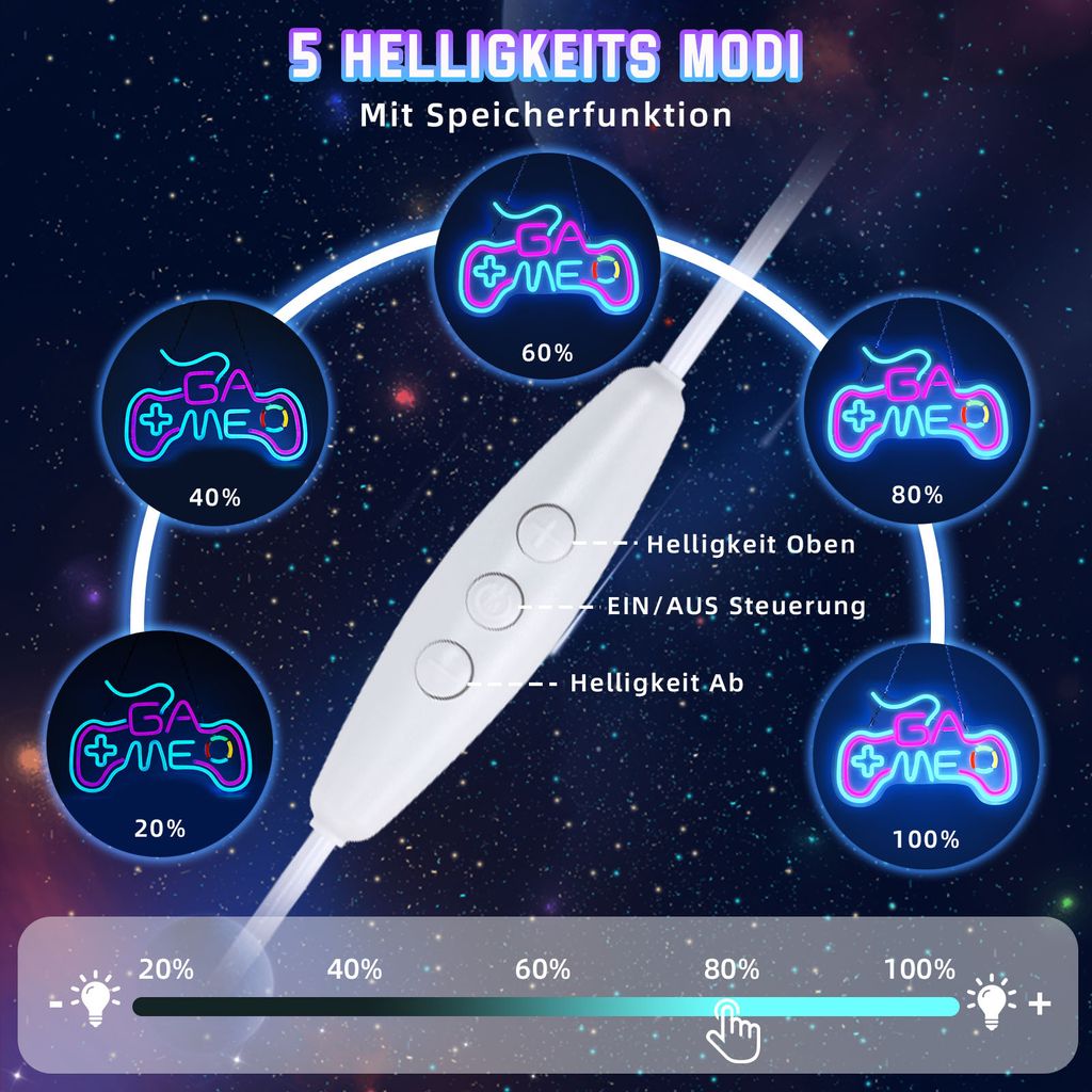 XINZI Gamer LED Neonlicht für Dekoratio, 5V LED Neonlicht XINZI Gamer LED Neonlicht für Dekoratio, 5V LED Neonlicht