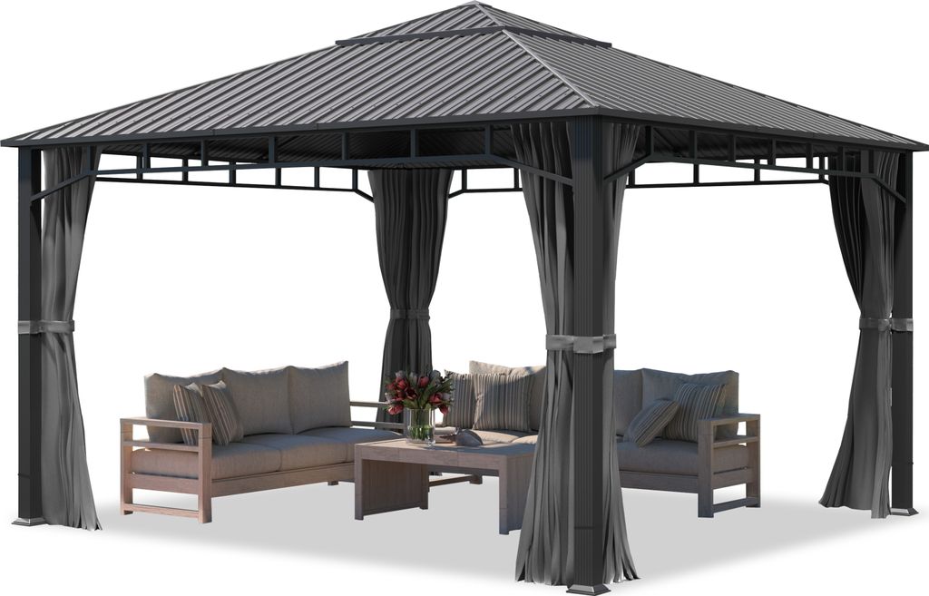 Gartenpavillon 4x4 m Stahldach Hardtop, 4 Seitenteile in Produktbild 