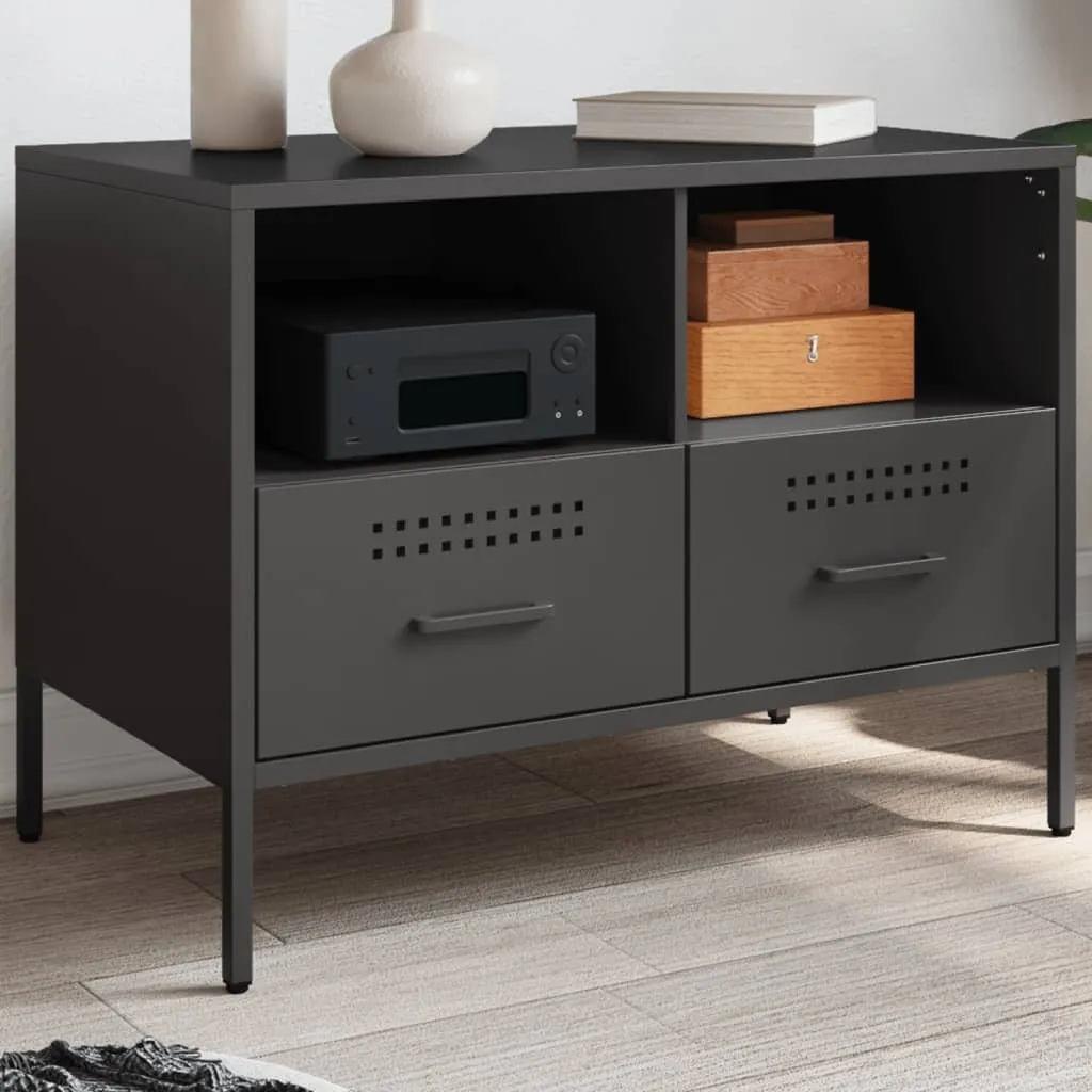 Meuble TV noir Maison Exclusive 68x39x50,5 cm en acier robuste pour salon