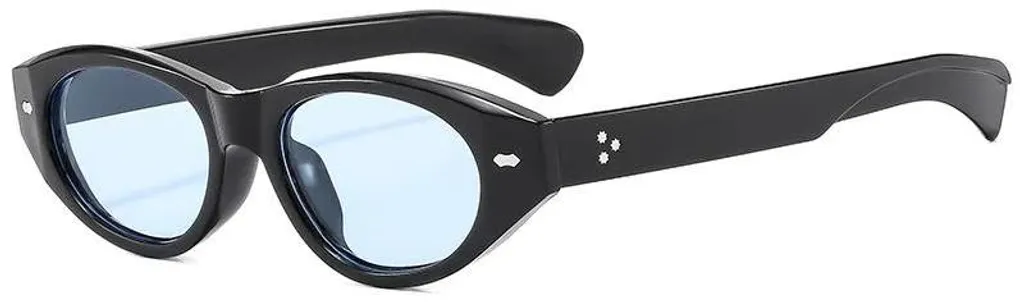 Lunettes de soleil ovales pour femme et homme style vintage noir bleu