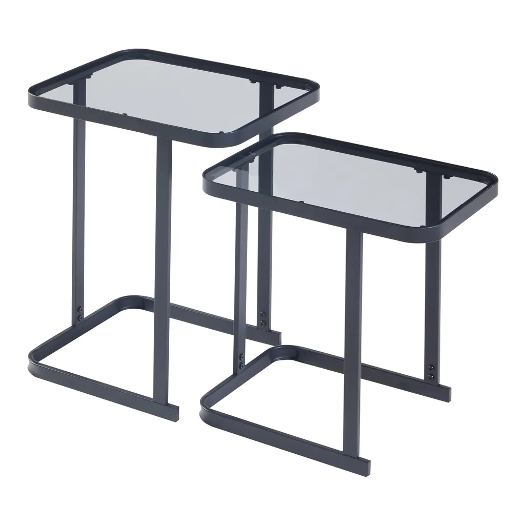 Table basse double Laxå verre et métal noir - Solution petits espaces - 4