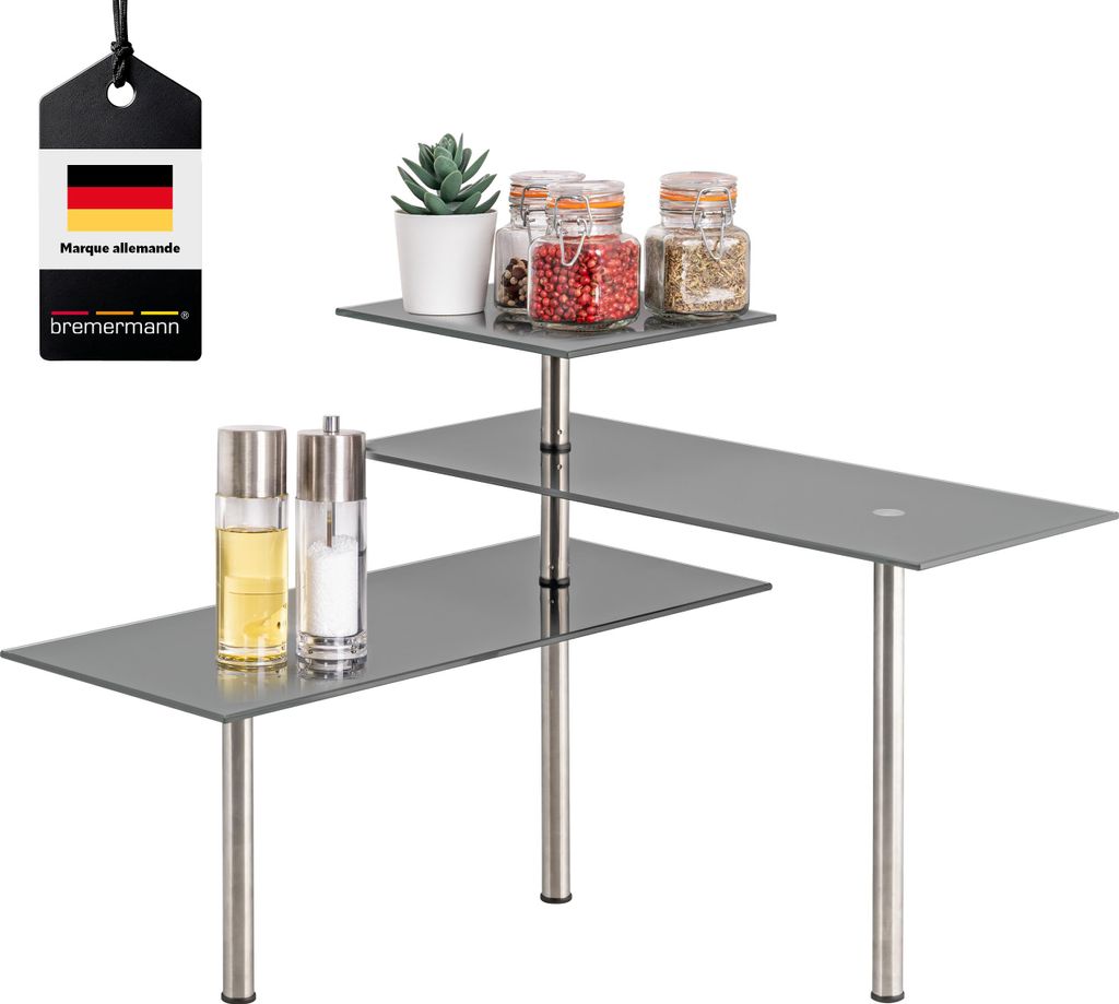 bremermann Etagère d'angle en verre, étagère de cuisine, en Image du produit 