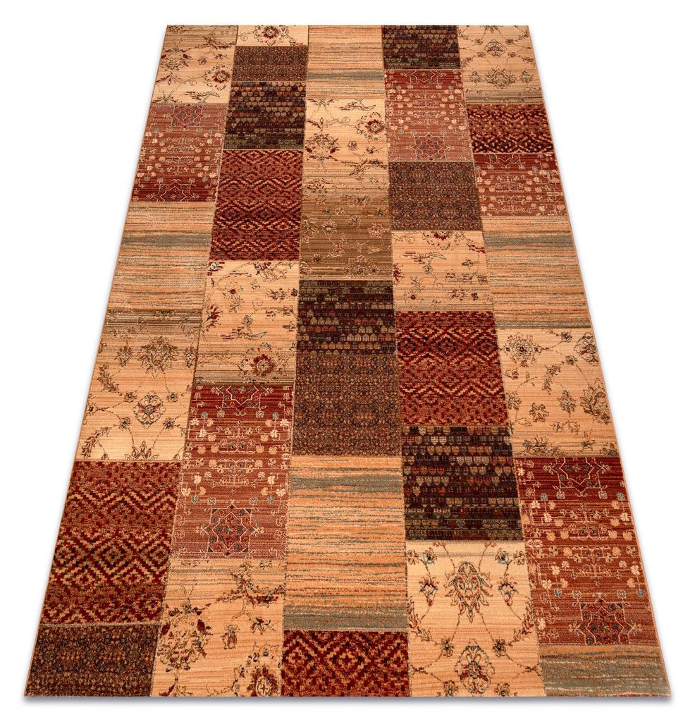 Tapis en laine KASHQAI 4327 101 Patchwork terre cuite rouge Image du produit 