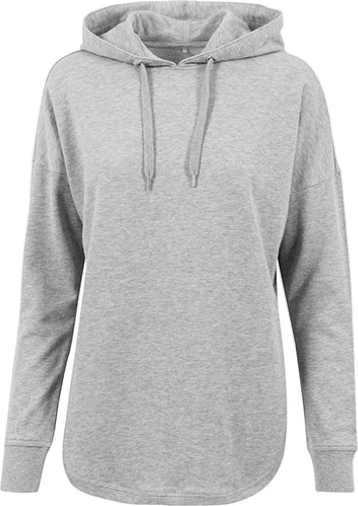 Build Your Brand BY037 | Damen Oversized Hoody / Modisch abgerundeter Saum - Farbe: Grey - Größe: XS