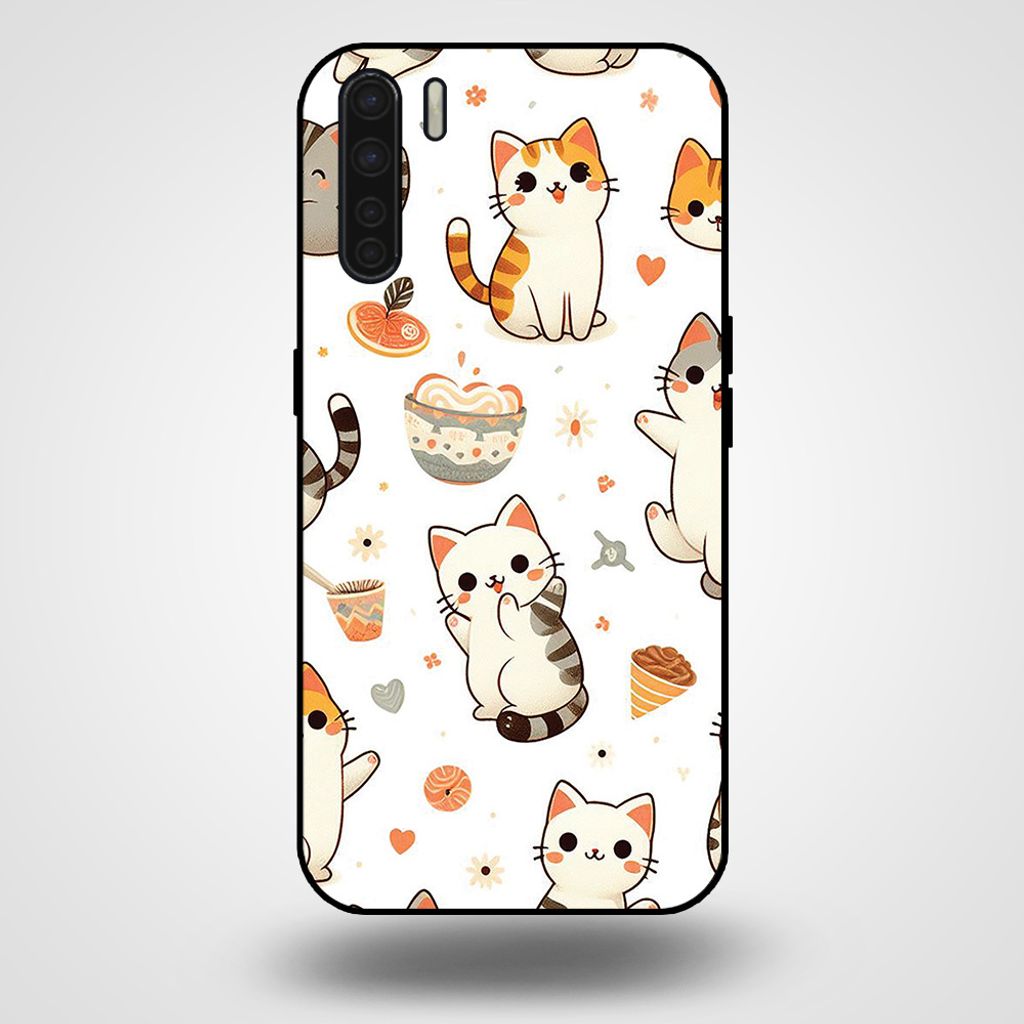 Smartphonica Handytasche für OPPO A91 mit Katzendruck - TPU Rückseite Abdeckung Fall Katzen Design
