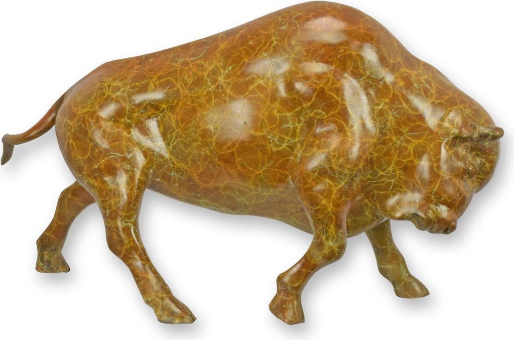 Bronzeskulptur Bison Replikat Retro Design Dekoration