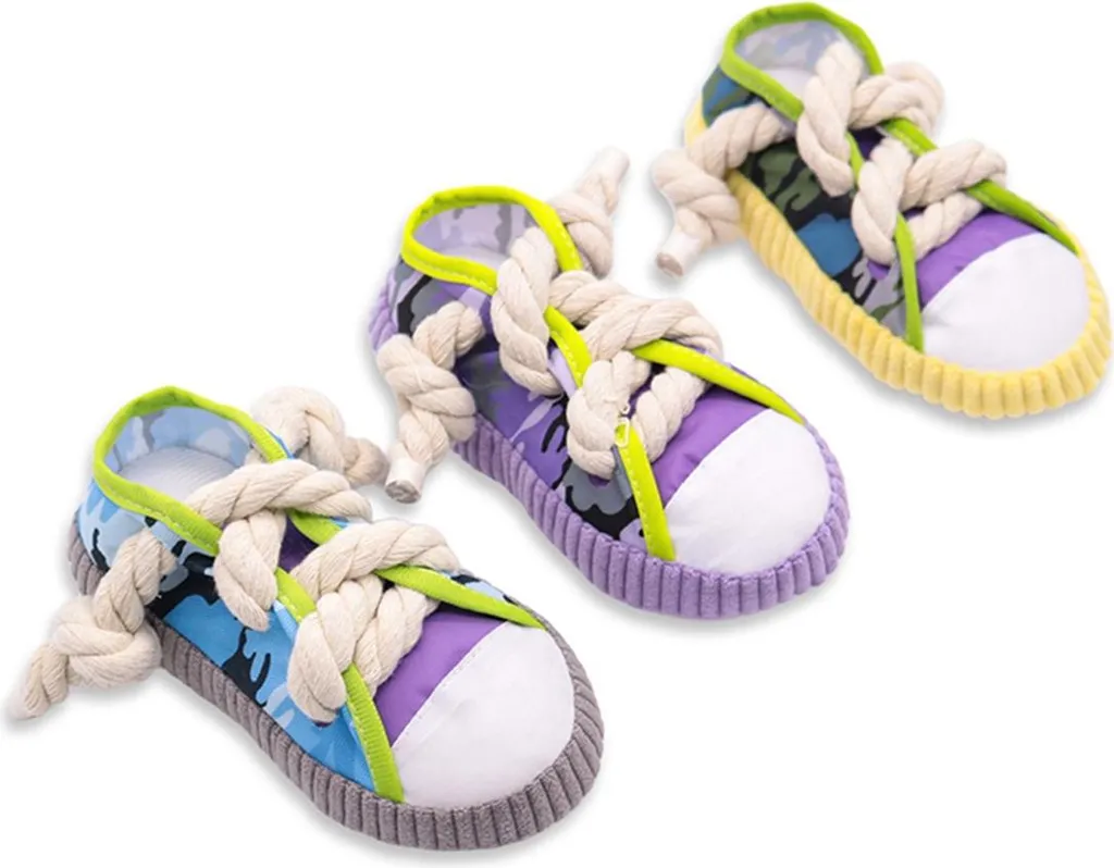 Scarpa in Tela per Cani Grigia | Gioco di Design con Squeaker INF - 5