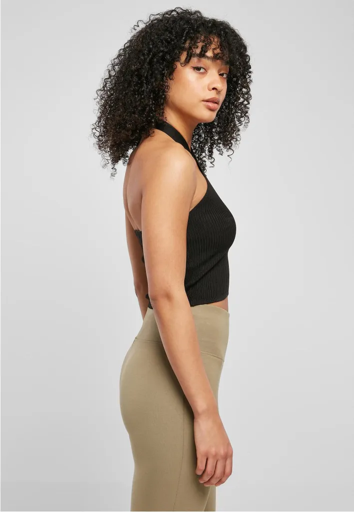 Urban Classics Top Dos Nu Croisé en Maille Côtelée Noir Taille 4XL - 4
