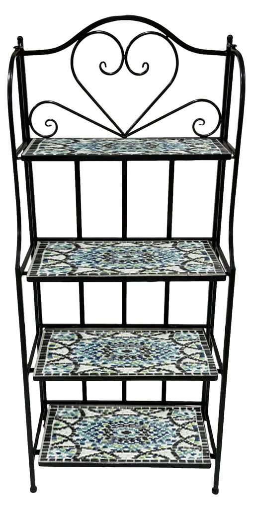 AXI Cleo Metall Blumenregal Mosaik Mehrfarbig | Pflanzenregal mit 4 Ebenen aus Metall mit eingelegten keramischen Mosaikfliesen | Blumenleiter für...
