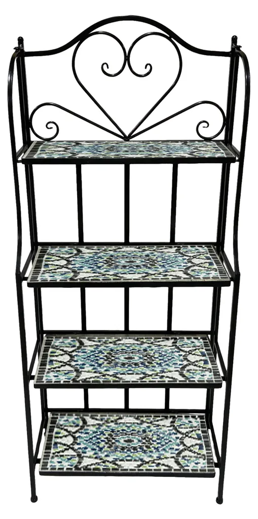 Support fleurs vertical pour balcon et terrasse avec 4 plateaux mosaïque