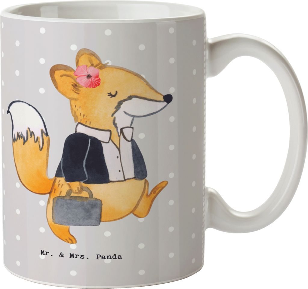 Mr. & Mrs. Panda Kaffeebecher Anwältin Herz - Grau Pastell Produktbild 