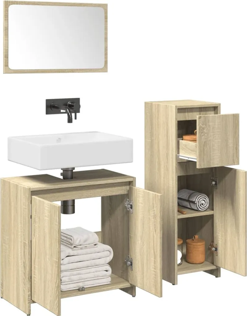 Maison Exclusive - Set Mobili da Bagno 3 pz Rovere Sonoma in Legno Multistrato