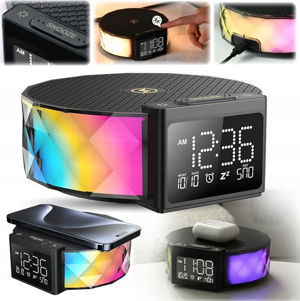 Réveil Lampe LED : Chargeur Induction 15W pour ne plus Manquer de Pile