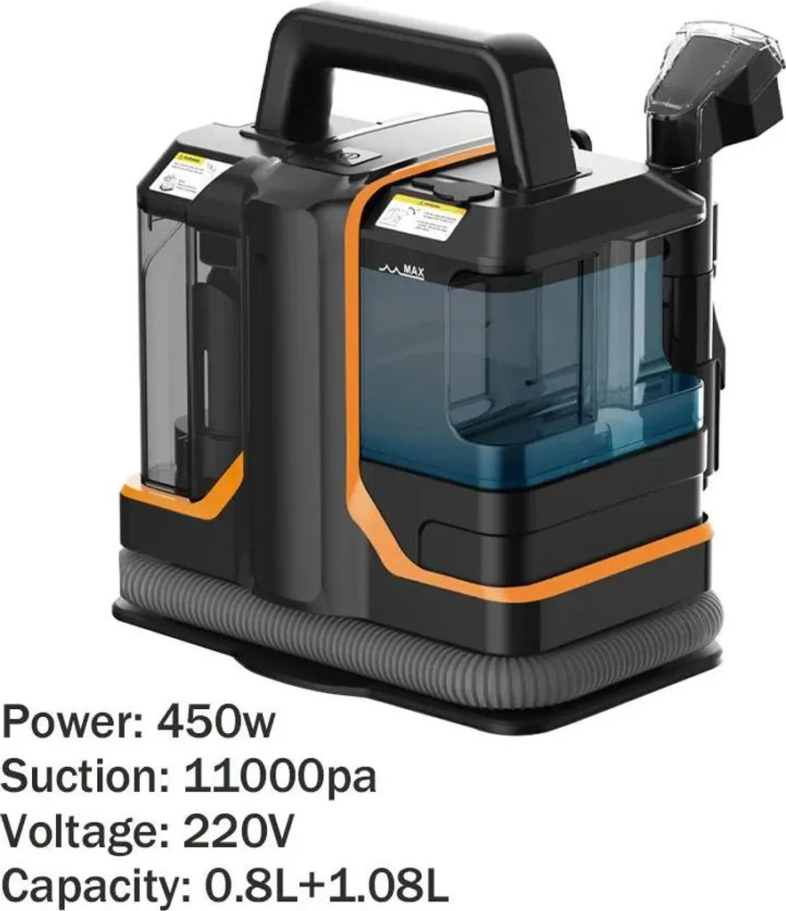 Nettoyeur de Taches Puissant 11kPa - Appareil 450W pour Tissus et Canapés