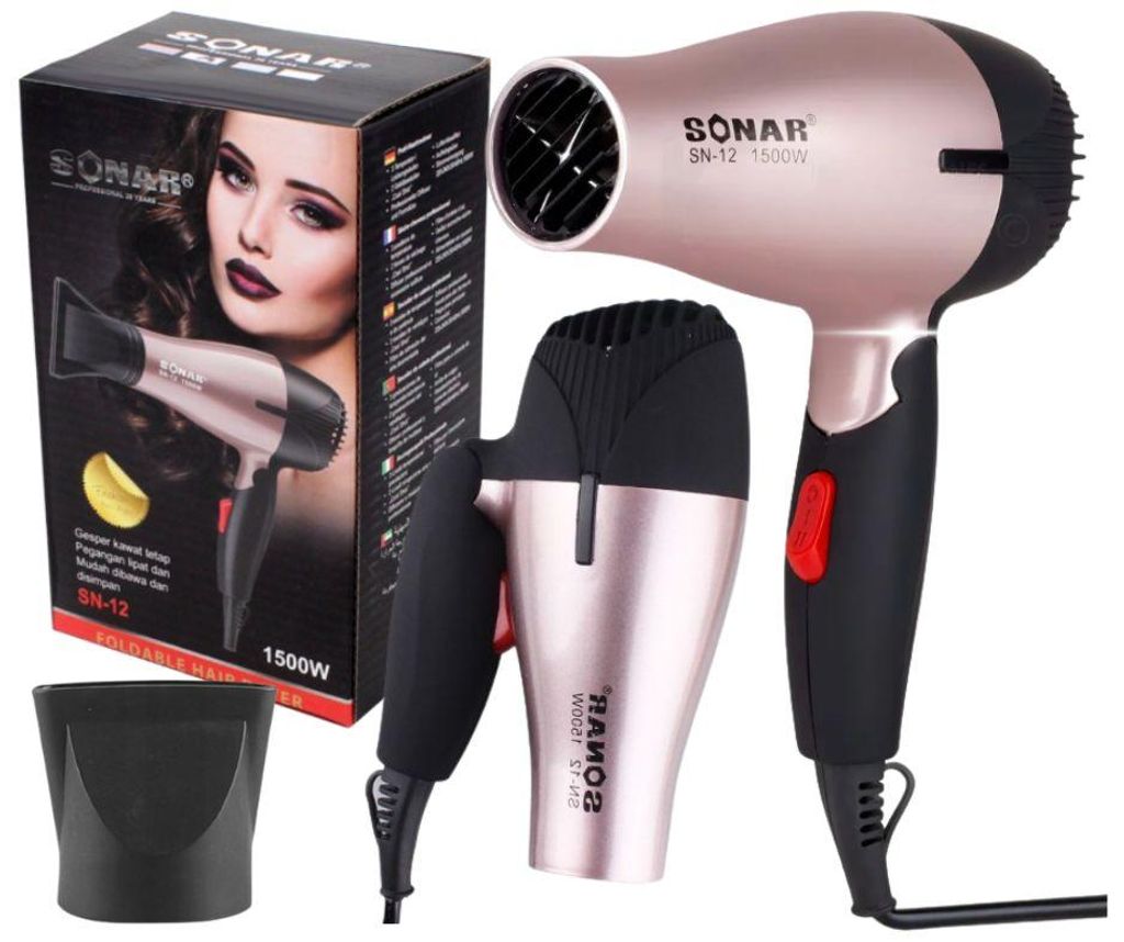 Cestovný fén 1500W, skladací, kompaktný, ružový, s Obrázok produktu 
