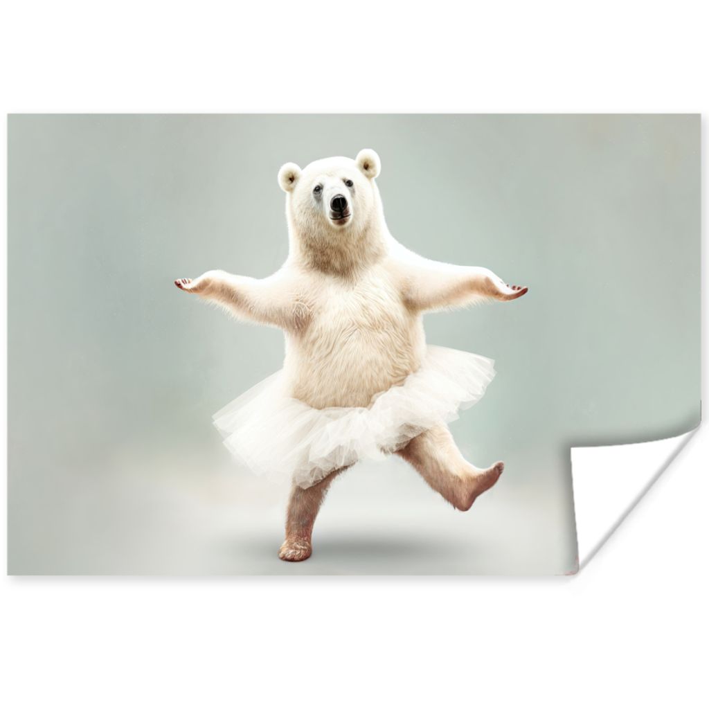 MuchoWow Poster Eisbär - Tutu - Weiß - Porträt - Tiere 60x40 cm - Schlafzimmerdekoration
